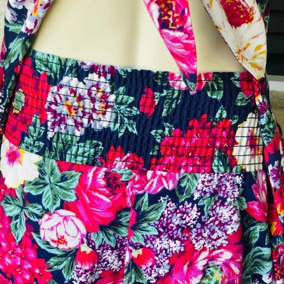 Vintage Positive Attitude Floral English Country Garden Open Tie Back Dress - Picture 7 of 13